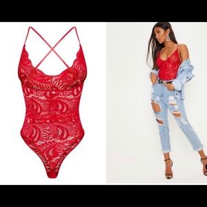 Red lace bodysuit